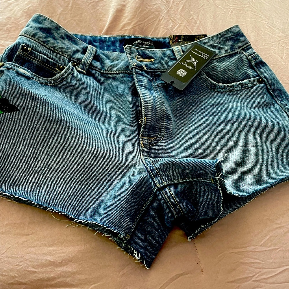 Size XS blue Jean Ed Hardy Shorts